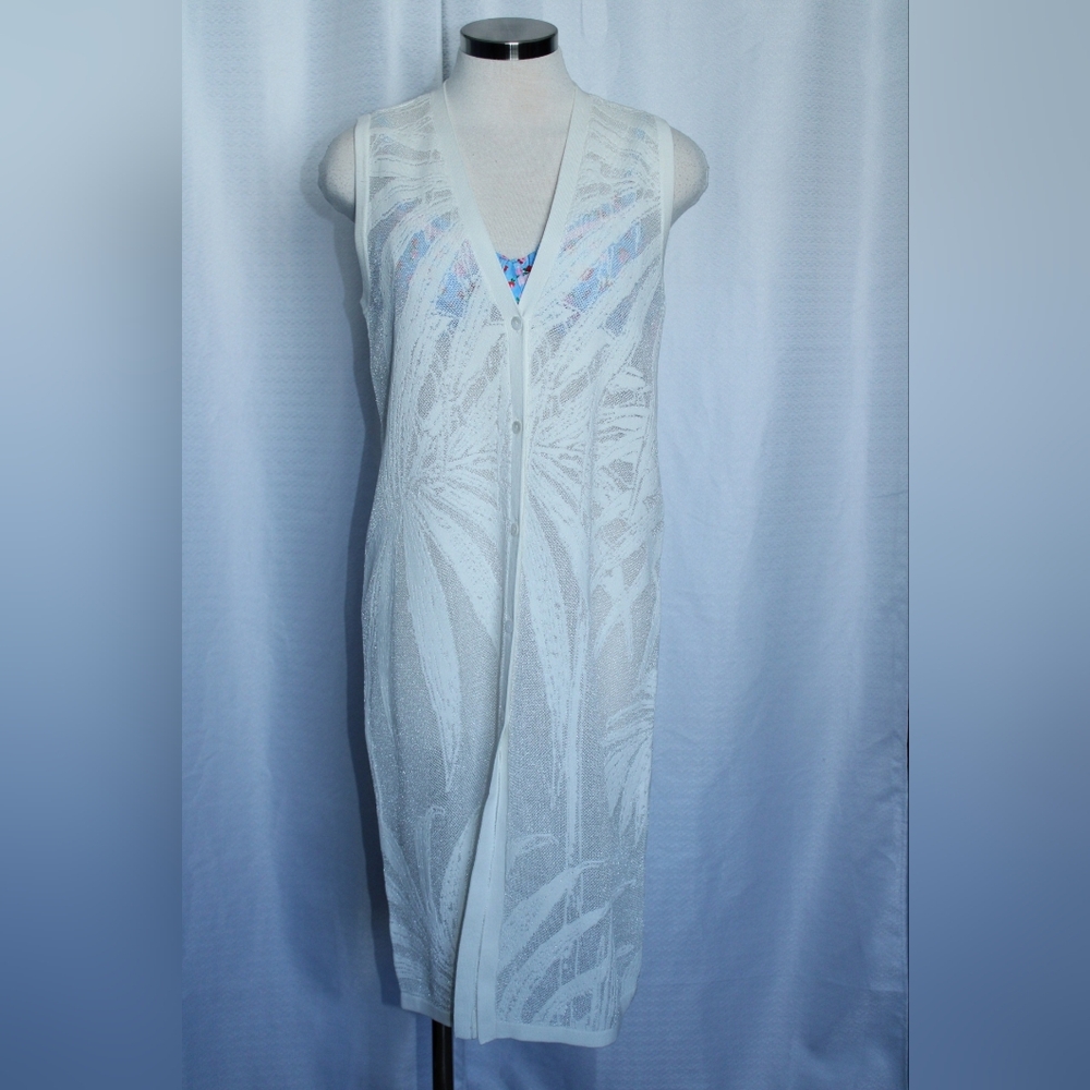 Chico’s Coconut Palm Stitch Duster Vest Size 0 Small (4/6)